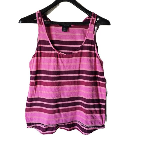Calvin Klein Cotton Pink Burgundy Striped Tank Size Large - Picture 1 of 7